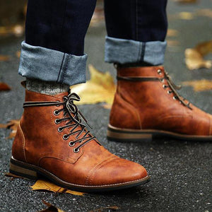 Men's High-Cut Lace-up Vintage Military Boot