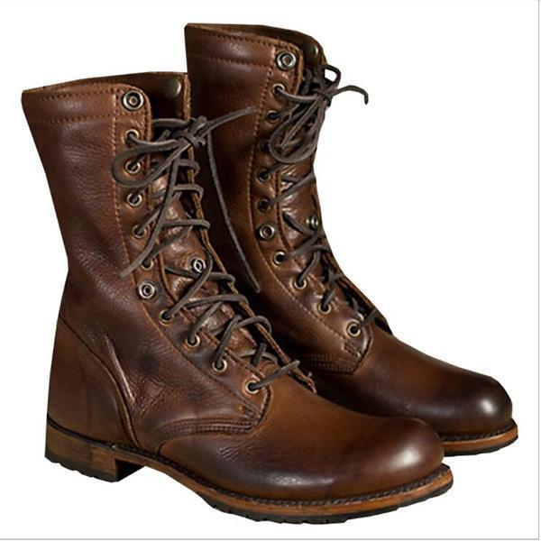 Men's High Quality Lace-up Martin Boots Leather Short British Casual Boots