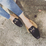 Women Faux Leather Fur Slipper