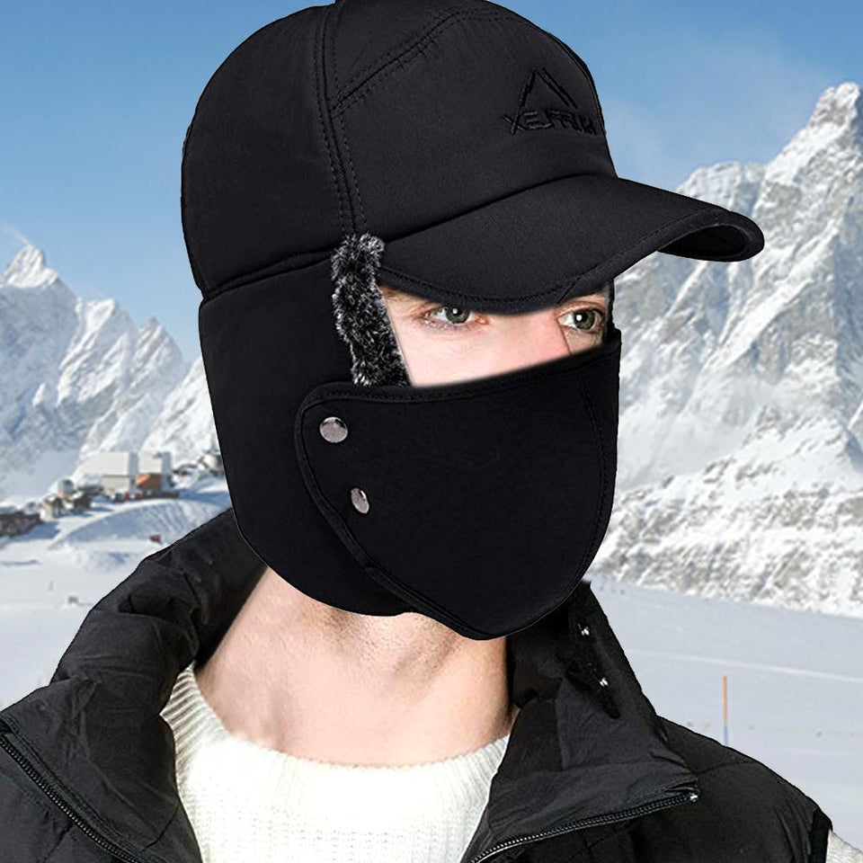 Windproof Thermal Fur Lined Hat Mask Set