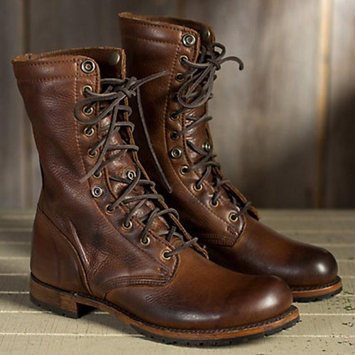 Men's High Quality Lace-up Martin Boots Leather Short British Casual Boots