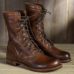 Men's High Quality Lace-up Martin Boots Leather Short British Casual Boots