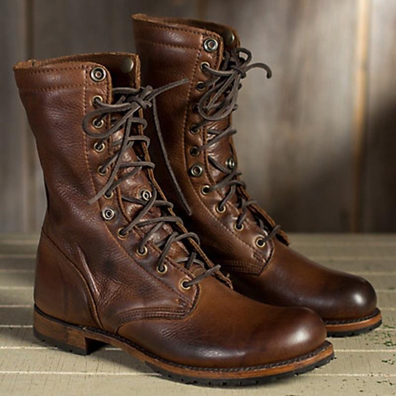 Men's High Quality Lace-up Martin Boots Leather Short British Casual Boots