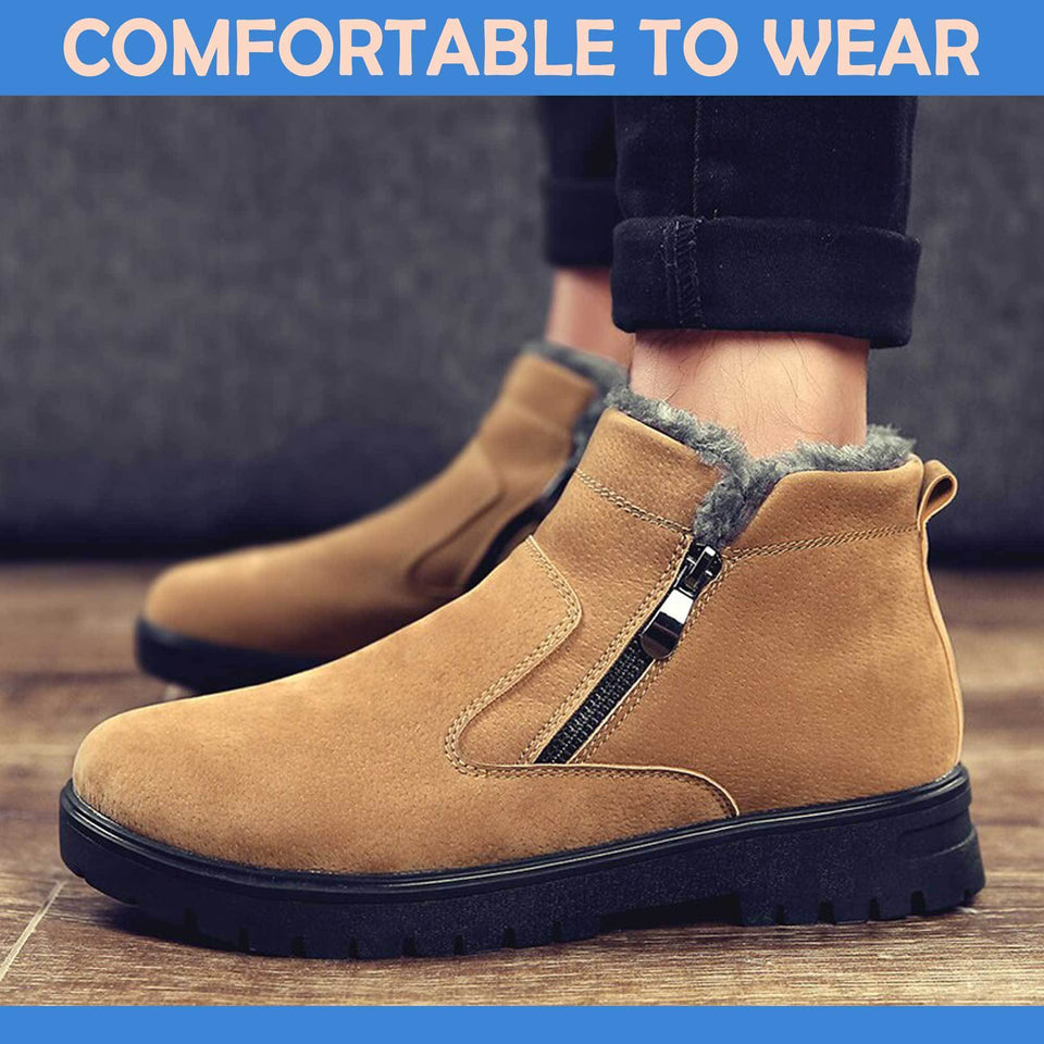 Men Waterproof Fur-Lined Snow Boots