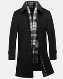 Black Casual Wool Men's Coat