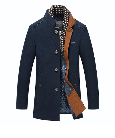 Detachable Scarf Wool Slim Fit Jacket