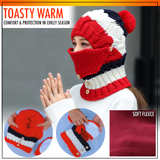 3-in-1 Knitted Beanie Scarf Warmer