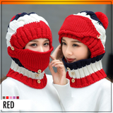 3-in-1 Knitted Beanie Scarf Warmer