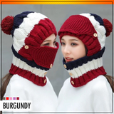 3-in-1 Knitted Beanie Scarf Warmer