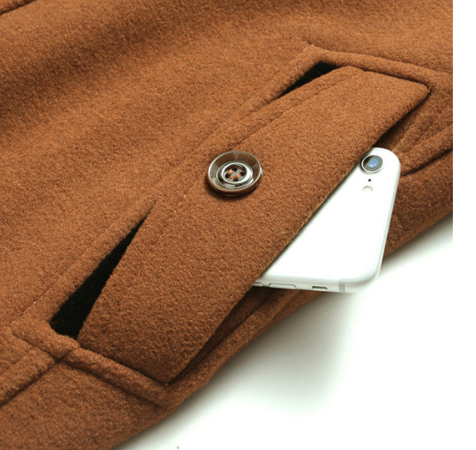 Double Collar Wool Overcoat For Men