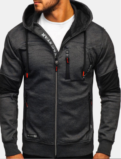 Men's Sports Fitness Casual Zipper Hooded Sweatshirt