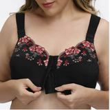 Plus Size G Cup Front Closure Embroidery Wireless Full Coverage Bras