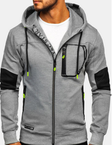 Men's Sports Fitness Casual Zipper Hooded Sweatshirt