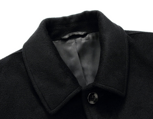 Black Casual Wool Men's Coat