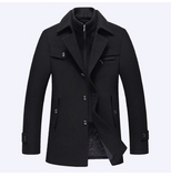 Double Collar Wool Overcoat For Men