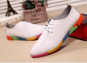 Women Genuine Leather Flat Loafers Shoes