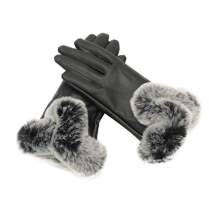 Women Warm Luxury Faux  Fur Gloves