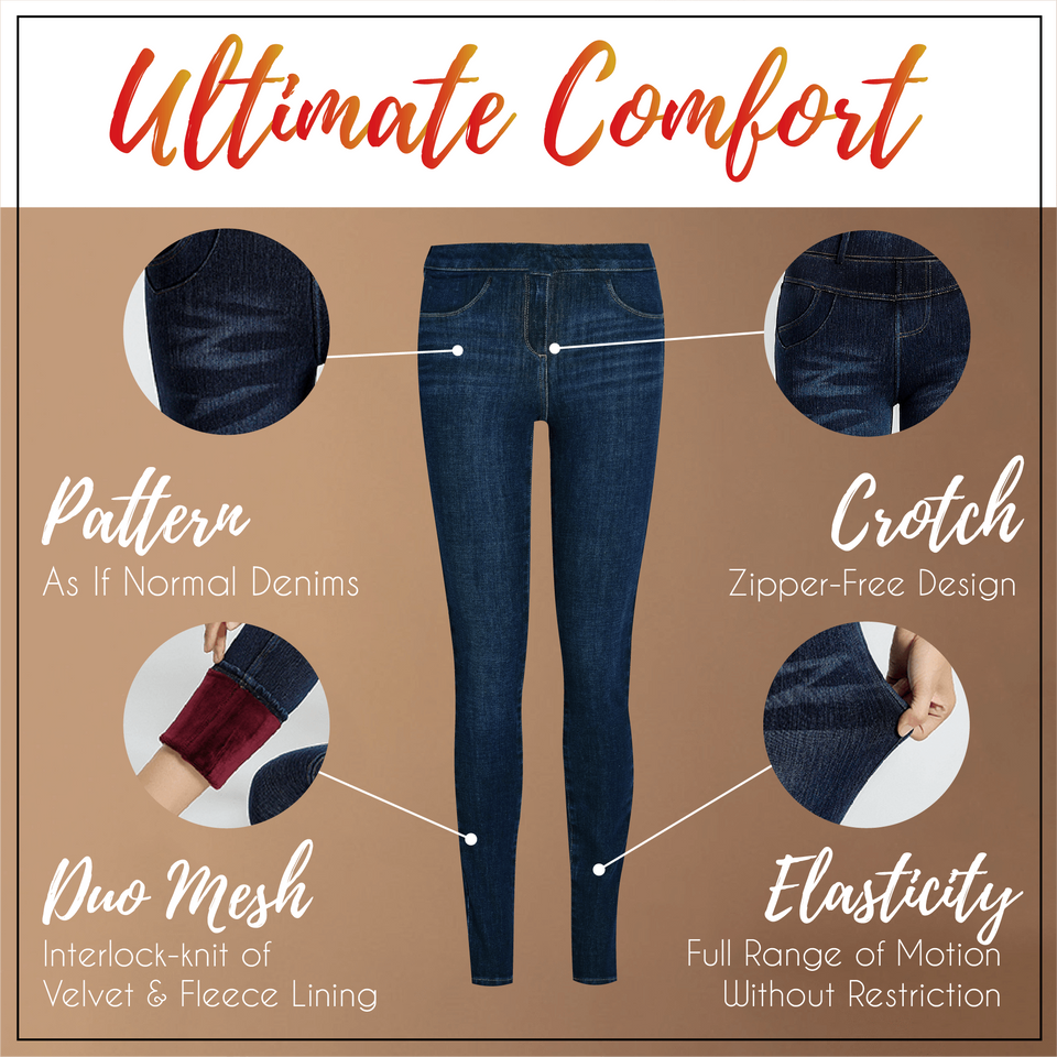 Fleece-Lined Denim Leggings