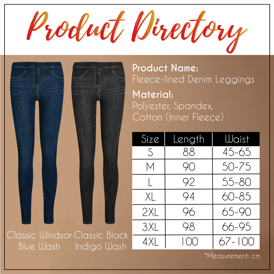 Fleece-Lined Denim Leggings