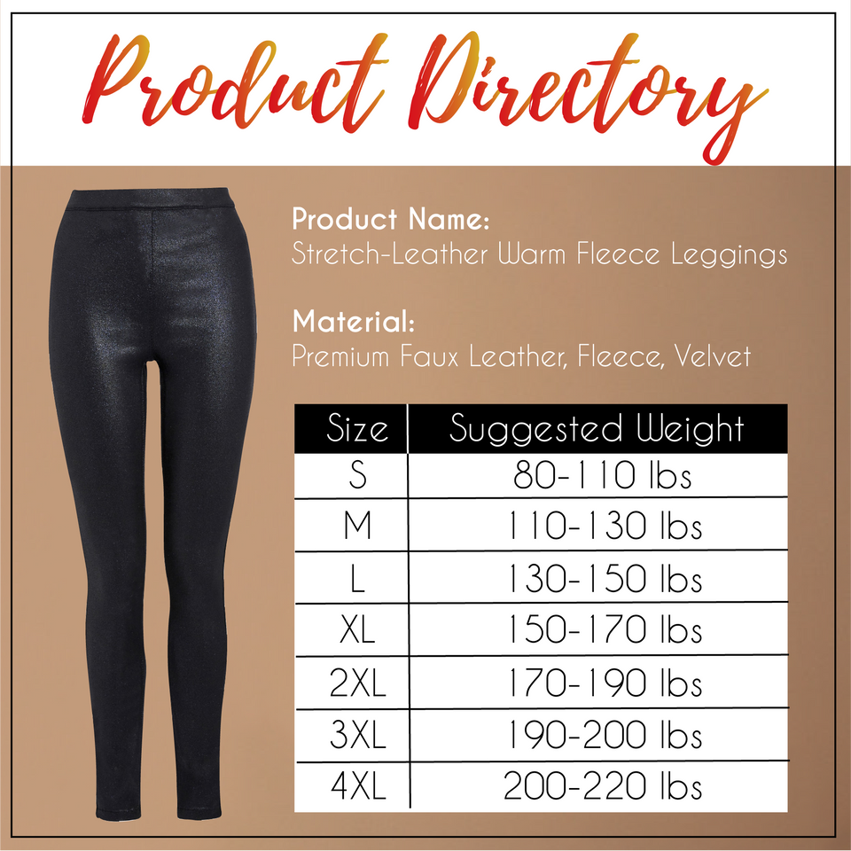 Stretch-Leather Warm Fleece Leggings