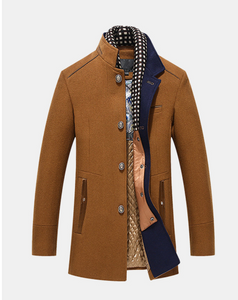 Detachable Scarf Wool Slim Fit Jacket