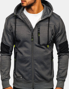 Men's Sports Fitness Casual Zipper Hooded Sweatshirt