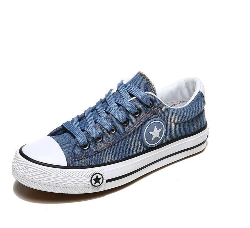 Navy Canvas Stripe Sole Trainers