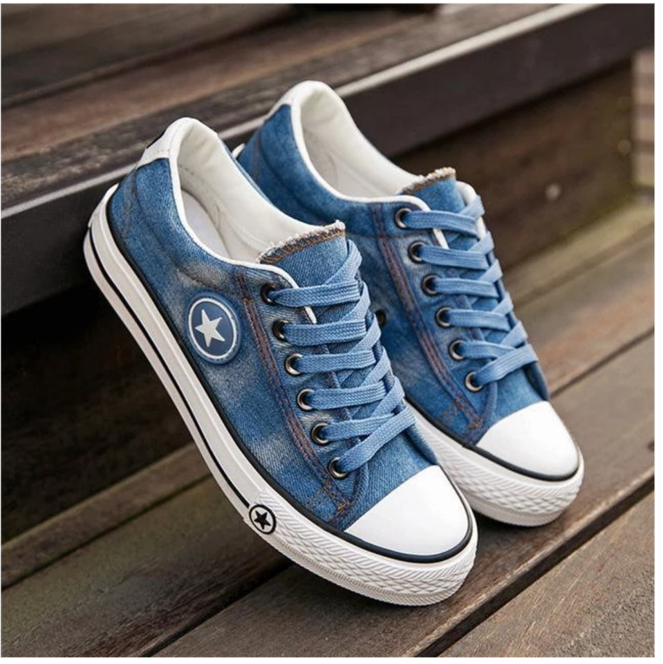 Navy Canvas Stripe Sole Trainers