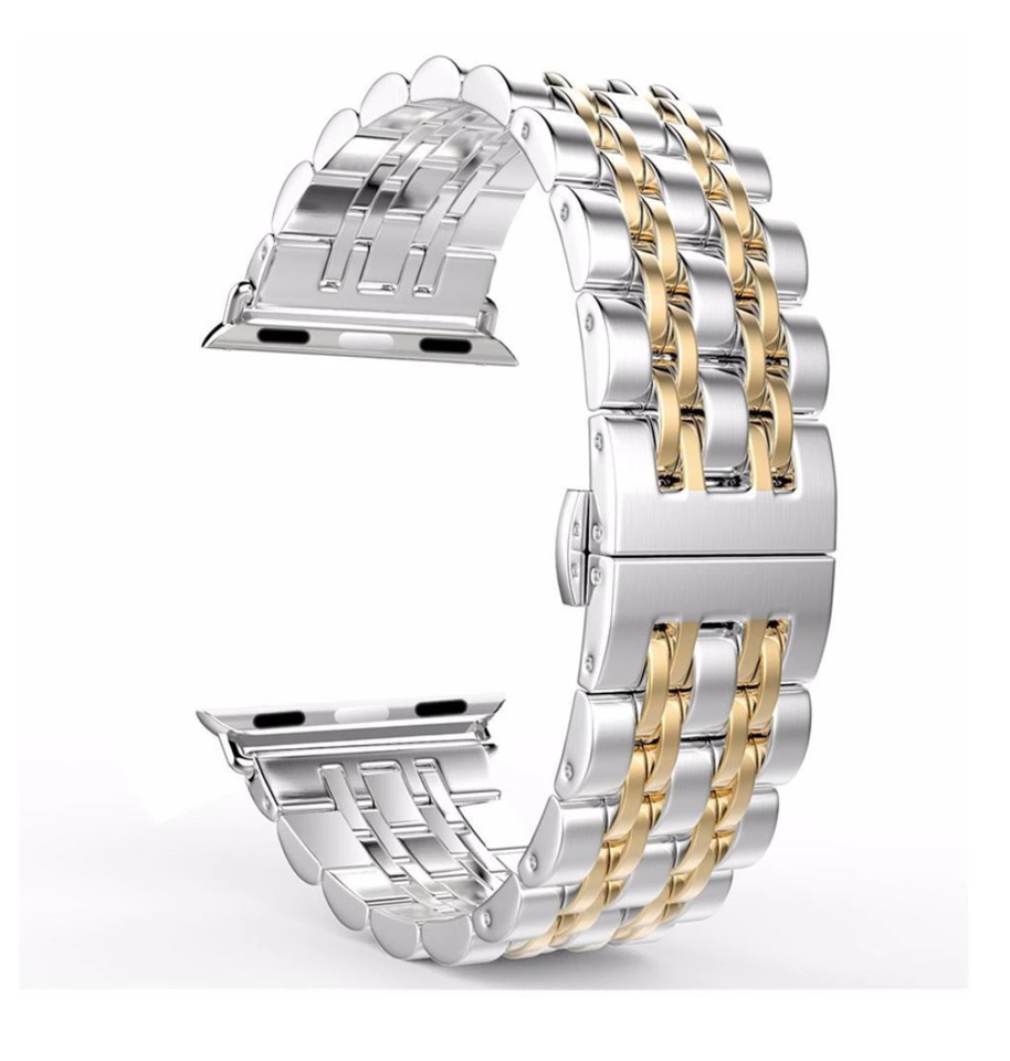 Apple Watch Band, Stainless Steel, Metal Bracelet with Butterfly Buckle