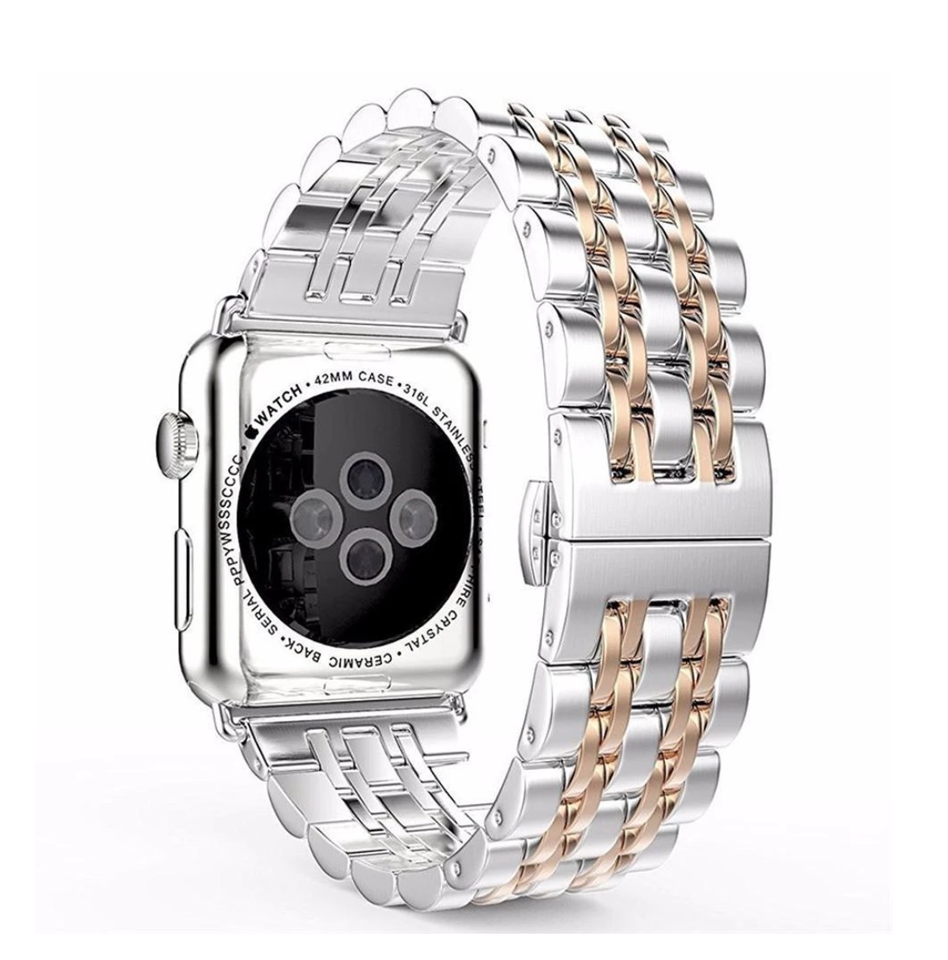 Apple Watch Band, Stainless Steel, Metal Bracelet with Butterfly Buckle