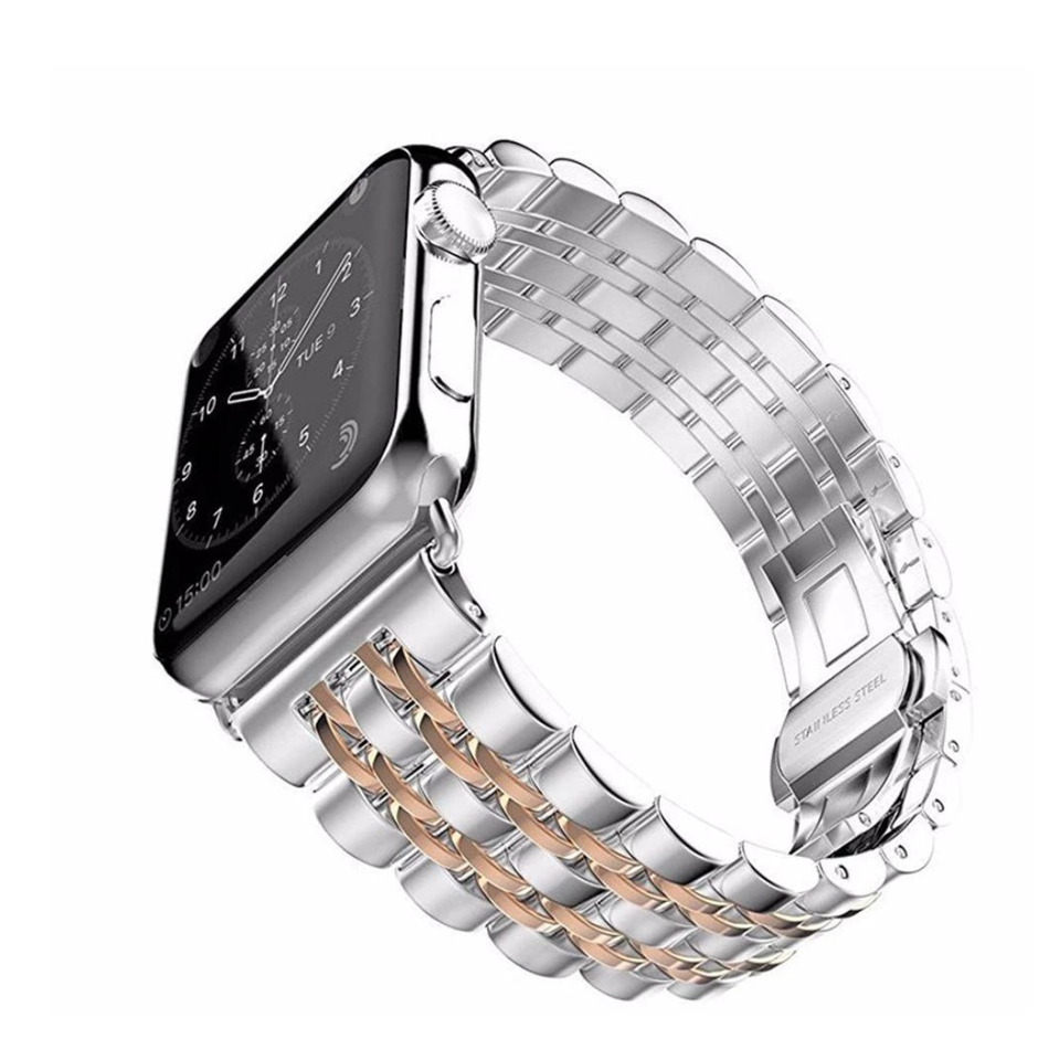 Apple Watch Band, Stainless Steel, Metal Bracelet with Butterfly Buckle