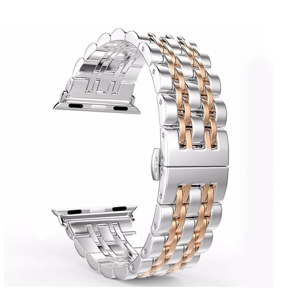 Apple Watch Band, Stainless Steel, Metal Bracelet with Butterfly Buckle