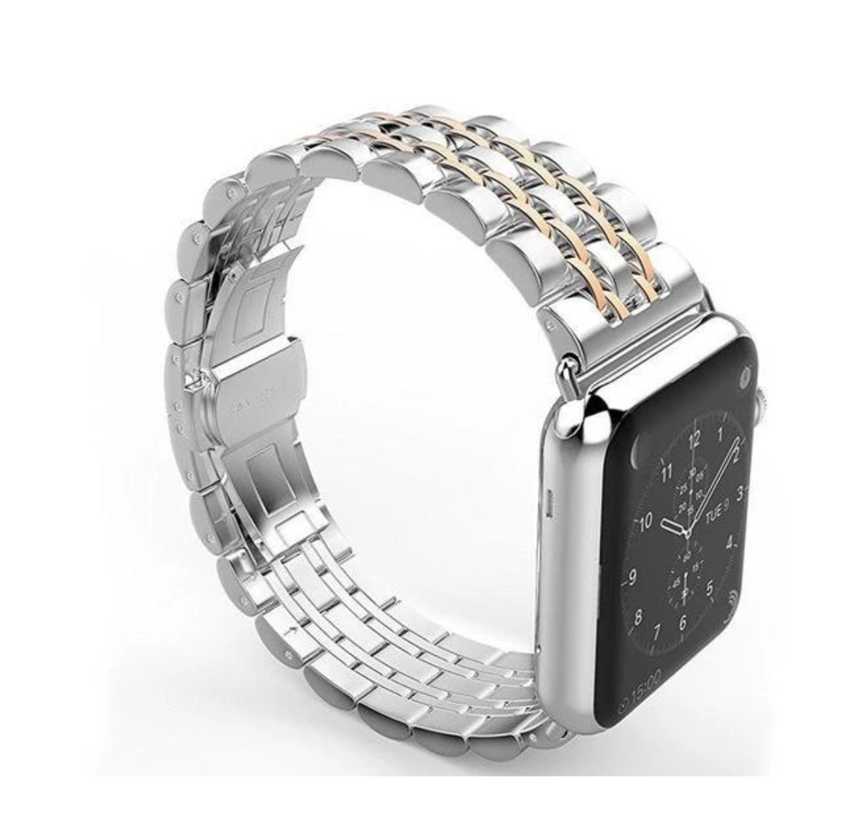 Apple Watch Band, Stainless Steel, Metal Bracelet with Butterfly Buckle
