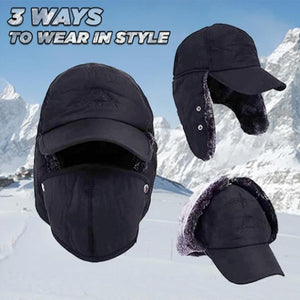 Windproof Thermal Fur Lined Hat Mask Set