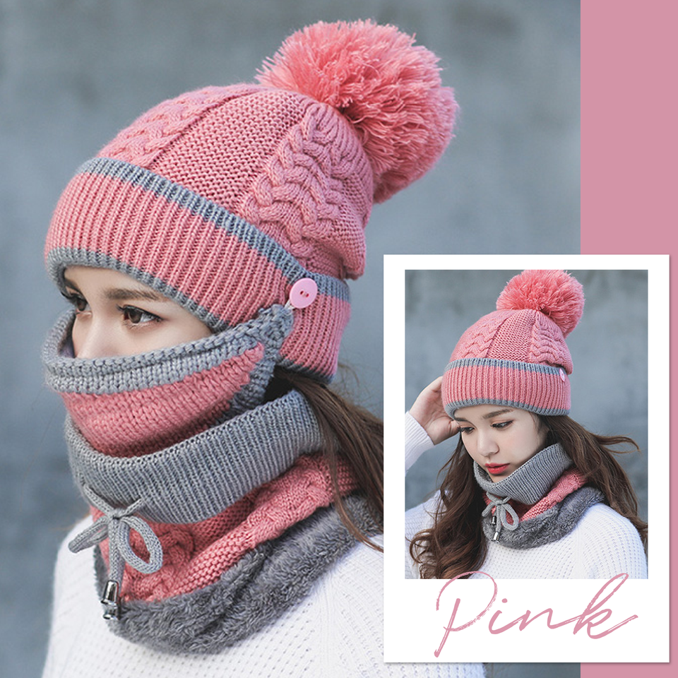 3-in-1 Toasty Fleece Beanie Scarf Set