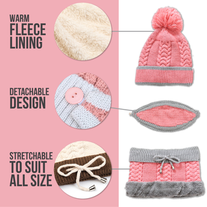 3-in-1 Toasty Fleece Beanie Scarf Set