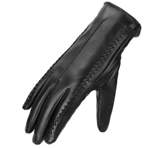 Women Touch Screen Winter PU Leather Gloves