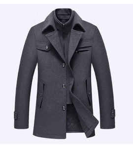 Double Collar Wool Overcoat For Men