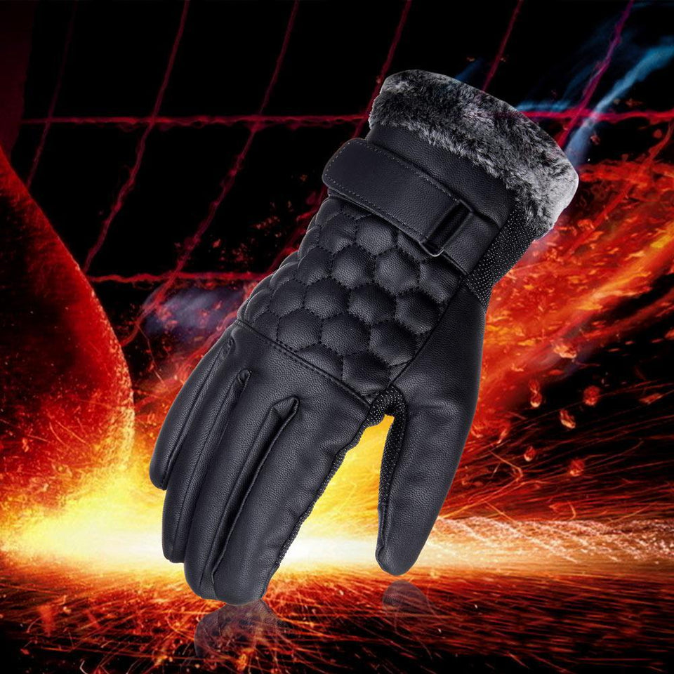 Retro Thickened PU Leather Touchscreen Gloves