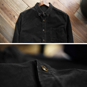 Men Casual Long Sleeve Shirt Turndown Collar Jacket Shirts