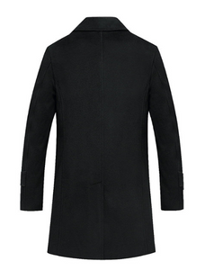 Black Casual Wool Men's Coat