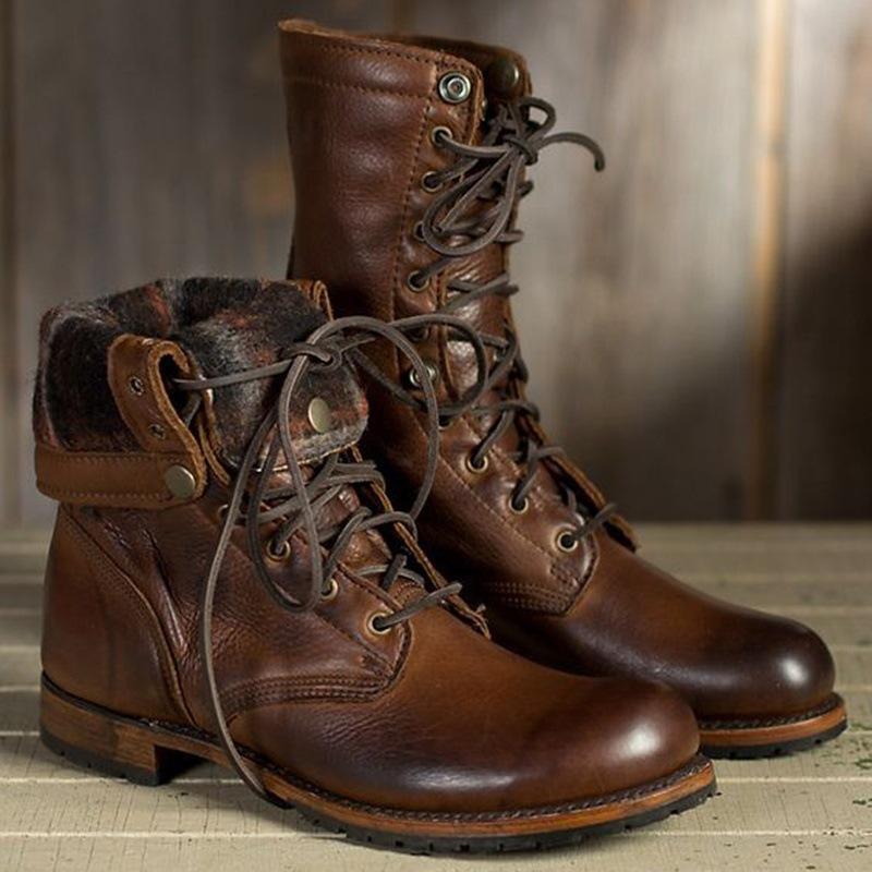 Men's High Quality Lace-up Martin Boots Leather Short British Casual Boots