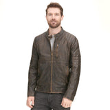 Black Rivet Distressed Genuine Leather Cycle Jacket