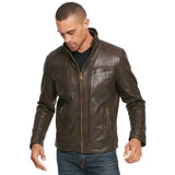 Vintage Leather Jacket With Seam Detail