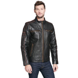 Black Rivet Antique Leather Biker Jacket