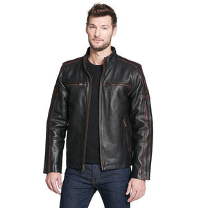 Black Rivet Antique Leather Biker Jacket