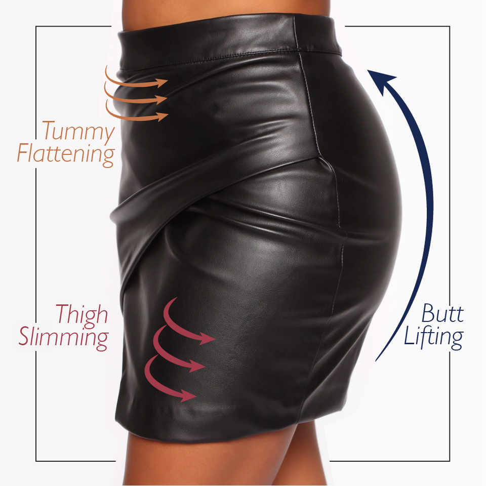 Asymmetric Leather Wrap Mini Skirt