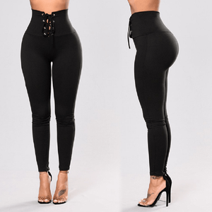 Lace-up High Waist Corset Leggings