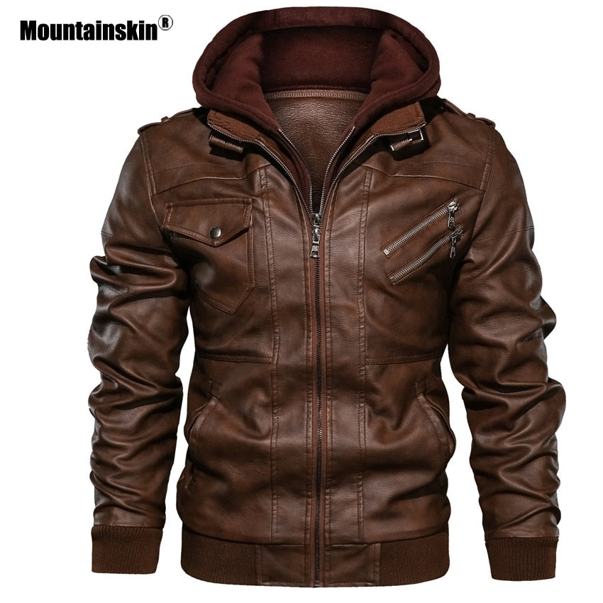 New Mountainskin Men's  Biker Leather Jacket