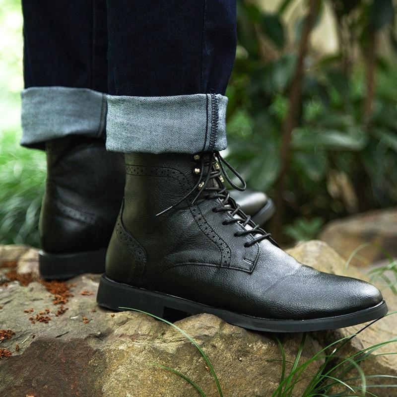 Ankle Boots - Fashion Lace Up Warm Rivet Leather Martin Ankle Boots